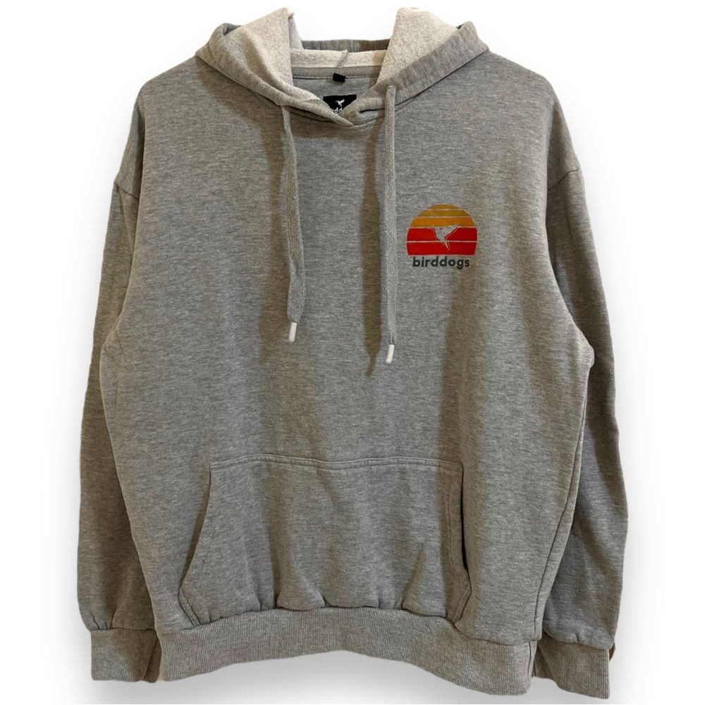 BIRDDOGS Heather Gray Classic Hoodie Logo Sweatshirt Kangaroo Pocket Size Medium
